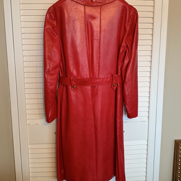 Vintage Cherry Red Leather Coat - Picture 3 of 8
